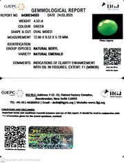 4.53/CT Natural Panna Stone with Govt. Lab Certificate